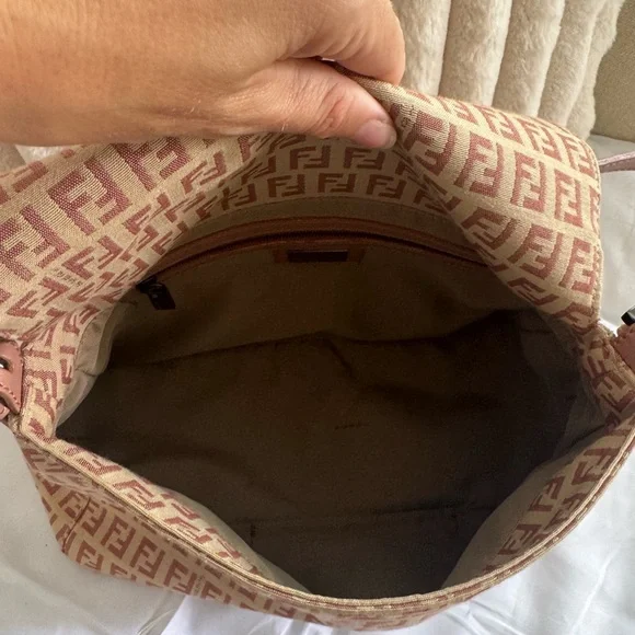 Rare Pink Fendi Baguette Zucca Canvas Shoulder Bag w/ COA - Excellent Condition - Picture 9 of 15